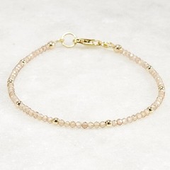 Tiny 2mm Natural Zircon Bracelet, Minimal Gold Filled or Silver