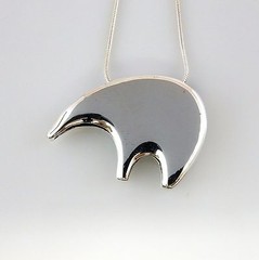Handcrafted Modern Solid Sterling Silver Floating Bear Pendant