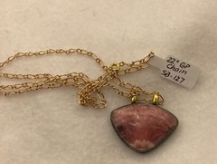 Rhodocrosite Doublet Pendant 22″ Gold Plate Chain SB-127