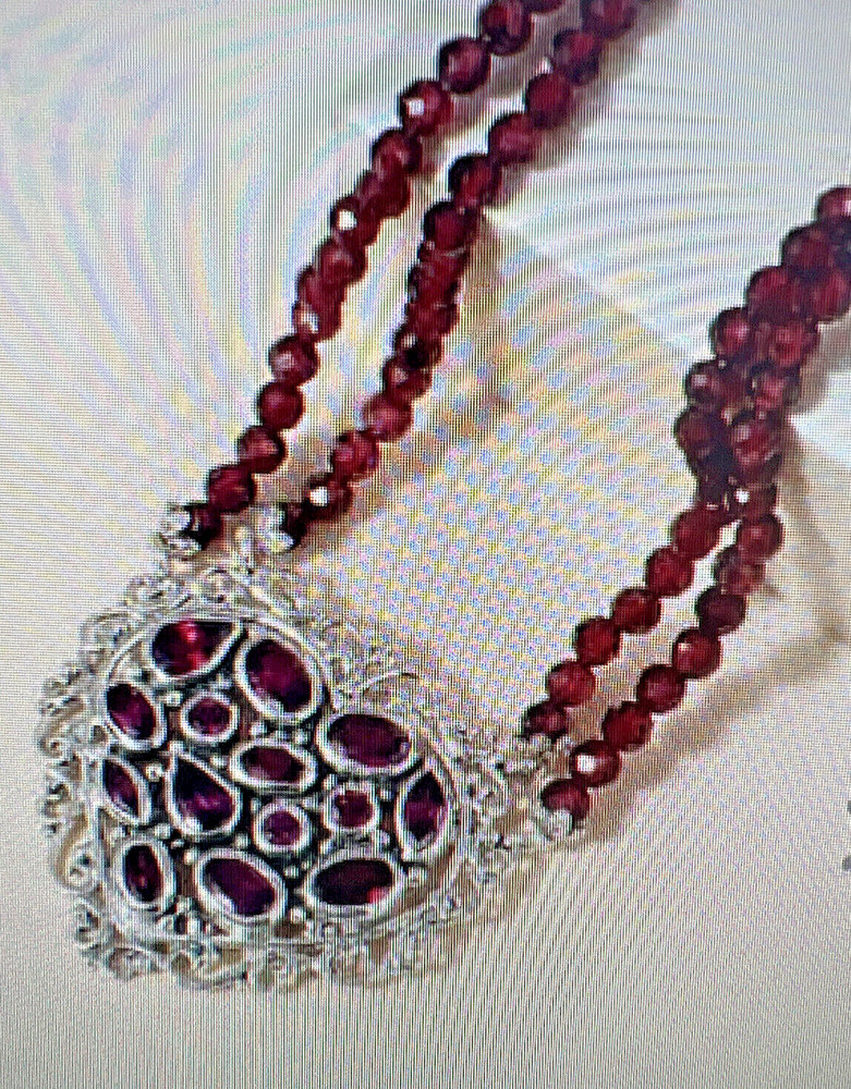 Artisan Crafted Orissa Rhodolite Garnet Beaded Heart Shape Necklace 18 Inches