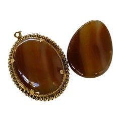 Banded Agate Natural Gemstone Pendant & Tear Drop Cabochon Combo 29 Grams