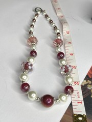 Artisan Handcrafted Art Deco Lampwork Glass Jewelry Necklace Mean Girlz #16 Pink