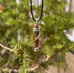 Handmade Lepidocrocite Red Himalayan Quartz crystal silver tone necklace