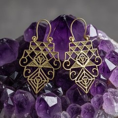 Spiral brass handmade hoop hook tribal earrings wholesale lot available