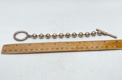 Uno de 50 Silver Tone Artisanal Ball Bead Toggle Bracelet 8″ Spanish Jewelry