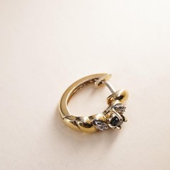 SINGLE EARRING 0.5″, Vintage sterling silver loop fashion hoop sapphire diamond