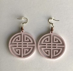 Medallion Earrings NEW Matte Pink Tagua Nut Open Work Asian-Style Lightweight