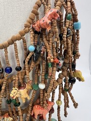 Fetish 3 Strand Bib Necklace Wooden Safari Animals