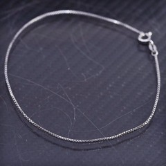 9.75” 1mm, vintage Italian sterling silver 925 box chain anklet bracelet