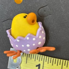 1” handcrafted miniature chick In Purple Polka Dot Egg 🥚 figurine Pin