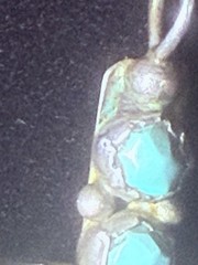 Vintage Turquoise Cross Pendant Acid Tested Silver Handmade Southwest 10 Stone