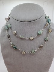 1970s Wire Cage Amazonite & Jasper Gemstone Necklace