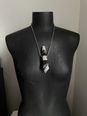 Moonstone black tourmaline crystal necklace pendant talisman statement jewelry