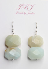 Amazonite Earrings Blue Octagon 15mm Natural Gemstone 925 Sterling Silver 1.50″