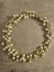 Gold Silk Crochet Pearl Choker, Handmade Luxury Jewelry Gift for Women