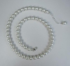 8mm White Pearl Necklace W/ Swarovski Crystal elements 14,16,18,20,22,24,30 inch