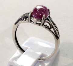Beautiful 2.32Ct Mozambique Red Ruby Oval Cabochon Antique Silver Ring,New,Rare