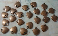 12mm Heart charms earrings pendants antique copper plt 24pcs double sided CFP095