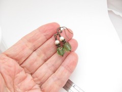 Green Earrings Antiqued Brass Dainty using Swarovski Crystal Affordable Holiday