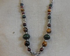 Quartz Double Terminated Crystal Point Adjustable Hemp Necklace Tigers Eye Beads