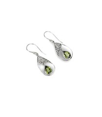Green Gemstone Earrings, Gemstone Dangle Earrings, Filigree Silver Earrings