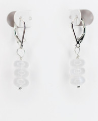 Selenite Earrings White 8mm Roundel Gemstone .925 Sterling Silver Leverback