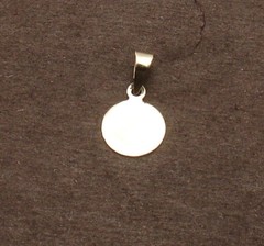 9mm Small Engravable Reversible Disc Charm Pendant Real Solid 14K White Gold