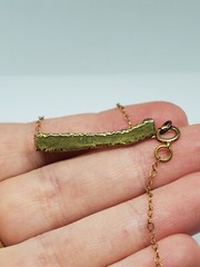 Gray Druzy Quartz Bar Pendant 14k Gold Filled Chain Necklace