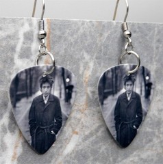 Black, Gray and White Bob Dylan Guitar Pick Earrings