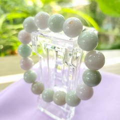 Burmese Jade Bracelet Round Sweet Color Natural Jadeite Type A Beads Wide 13.1mm