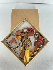 Handmade in Greece Copper color bead necklace Pendant Tassel Mothers Day Gift