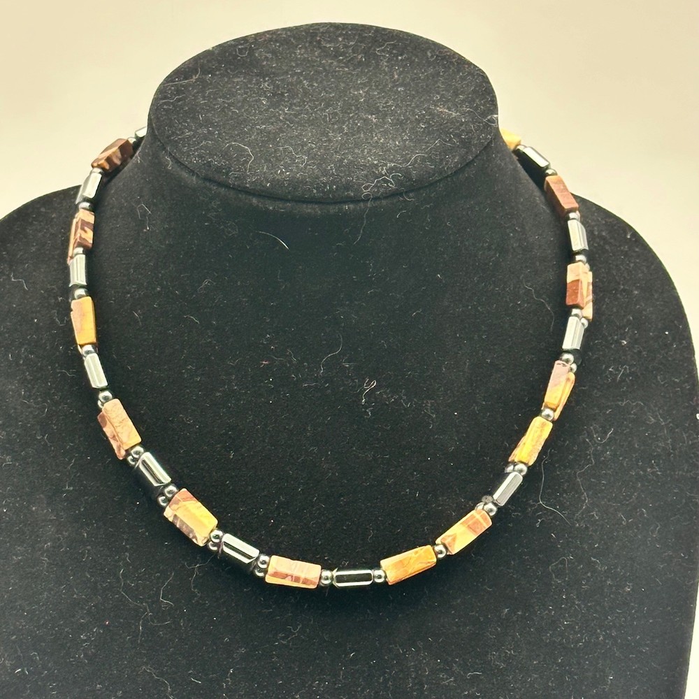 Ocean Jasper with Hematite Necklace with Magnetic Clasp