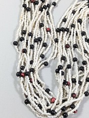 Artisan Bronze Tone Black White Acrylic Glass Bead Tribal Style Layered Necklace