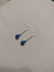 Blue Apatite Earrings on Sterling Silver French Hooks, Natural Gemstones