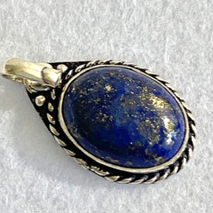Lapis Lazuli Gemstone Oval Cabochon Pendant Handmade 925 Silver 3.9gm 1.2″-