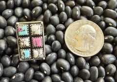 Sterling Silver Native Style SW Genuine Kingman Cotton Candy Wild Horse Bar Ring