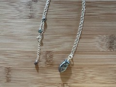 New! Freshwater Pearl and Sterling Silver Fish Necklace 17-19 in. Handmade -N222