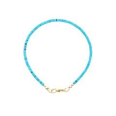 Micro Thin 2mm Blue Arizona Turquoise Heishi Bead Modern Minimalist Bracelet