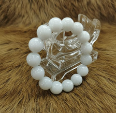 Burmese Jade Bracelet Round White Natural Jadeite Type A Beads Wide 14.3-14.4 mm