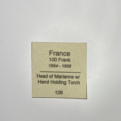 France Pendant ONLY , French 100 Frank Hand Cut 7/8″ Diameter ( # 106 )
