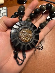 Piedra de Muerte, Stone of Death, Mexican, Obsidian Amber Pendant, Necklace, #H