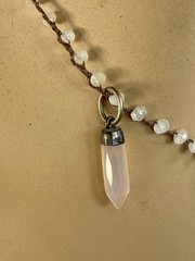 Love Heals Unisex White Glass Beaded Sterling Silver with 4 Pendant Charms 16′