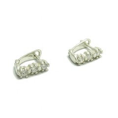 Sterling Silver Earrings Solid 925 French Clip With 3mm Cubic Zirconia Empress