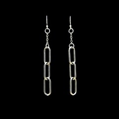 Surgical Stainless Steel Paper Clip Dangle Earrings-Solid 925 Sterling Ear Wires