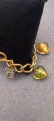 Murano Glass Hearts Gold Foil Jewelry Set, Bracelet & Earrings, Colorful swirls