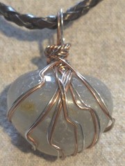 Agate Pendant On A Black Leather Necklace