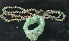 Multi Color Polished Stone Chip Necklace Stretch Cord Green Gemstone Bracelet