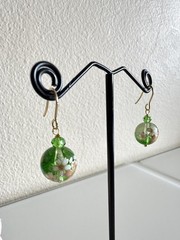 Japanese Tensha bead and crystal glass earrings with surgical stainless hooks