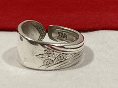 Vintage Artisan IS Silver Plated Flower SPOON BYPASS WRAP RING Adjustable