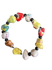 Ceramic Animal Figurine Stretch Bracelet 7.5” Boho Festival